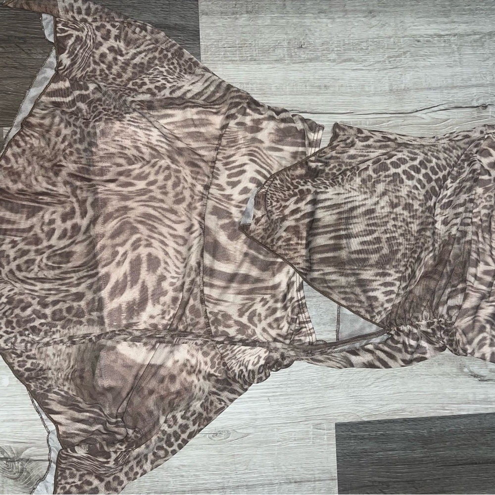 See You Monday Brown Animal Print 2 pc set